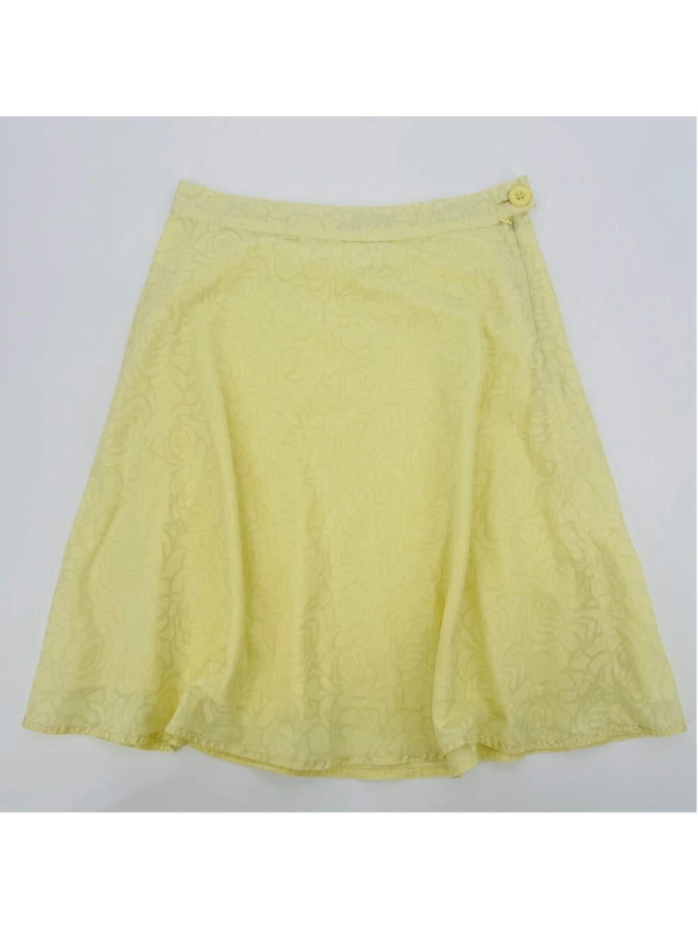 Vintage Old Navy Butter Yellow A-Line Skirt Size 4 Bias Cut Ribbon Trim